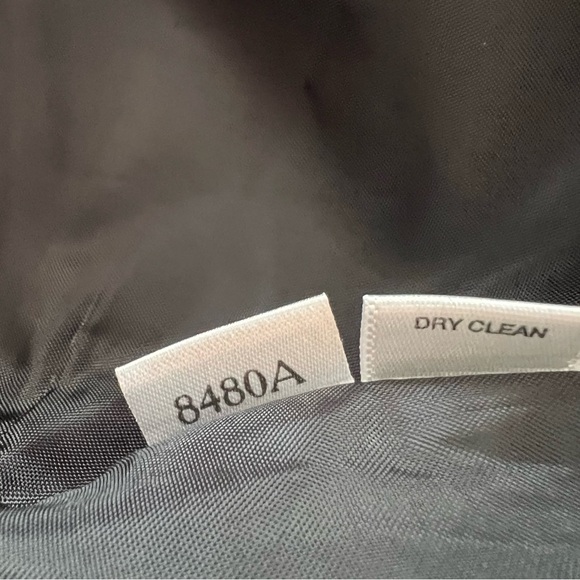 Ann Taylor Navy/White Lined Cotton Midi Dress Gathered Waist Feminine Classy - Picture 11 of 12